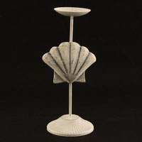 Kerzenhalter Fchermuschel / wei Shabby Chic