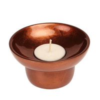 Teelichthalter Kerzenteller Mango lackiert / bronze