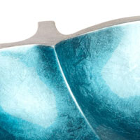 Schale Mango-Holz lackiert Apfel / hellblau-silber