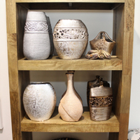 Vase Ornament Keramik oval platin
