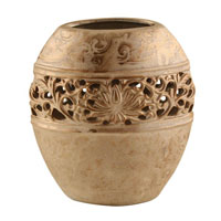 Vase Ornament Keramik oval platin