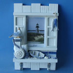 Bilderrahmen Holz weiss-blau mit Haken maritim